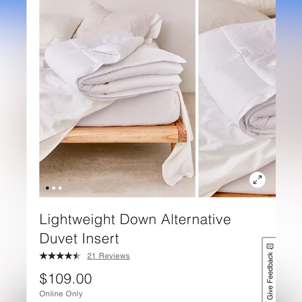 White Down Alternative Duvet Insert Light Weight Queen